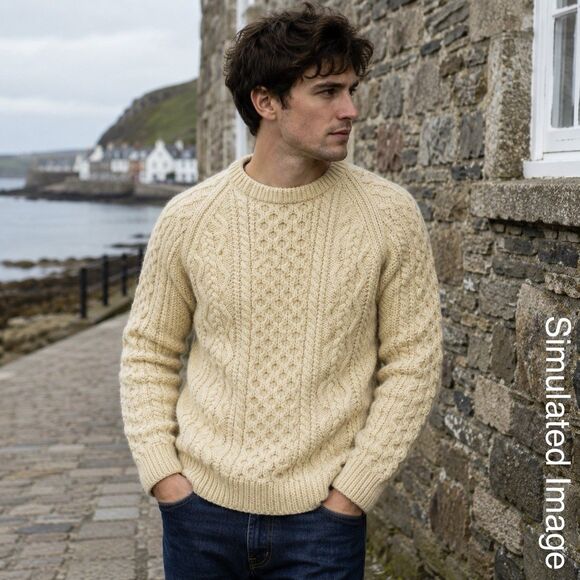 Croftknit Other - Croftknit Scotland Hand Knit Wool Cable Aran Fisherman Sweater S/M